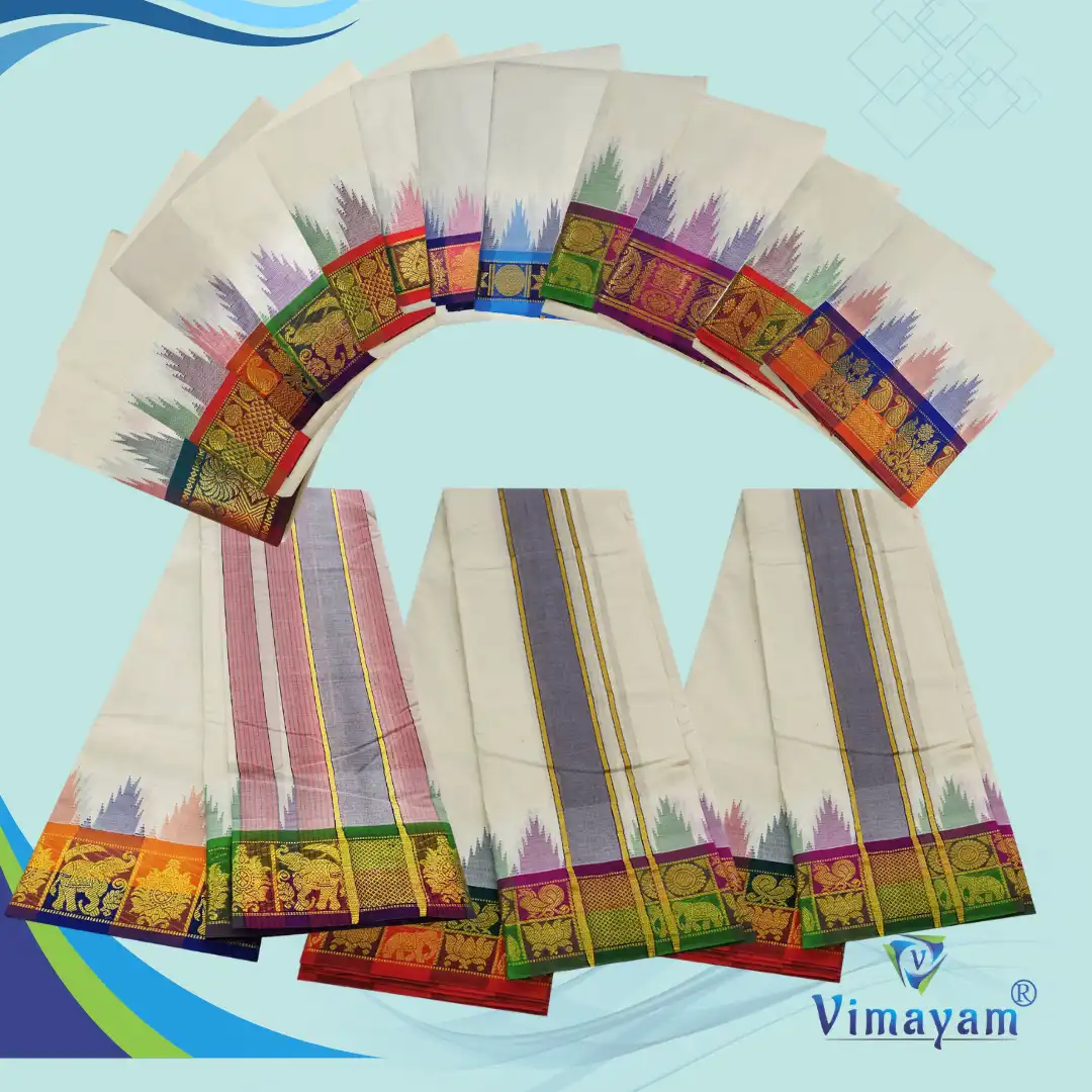 HANDLOOM DHOTIES – HALF WHITE DHOTIES | Vimayam Dhoties